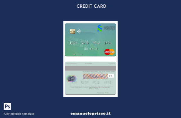 modello di carta mastercard Zimbabwe Standard Chartered in stile verificato